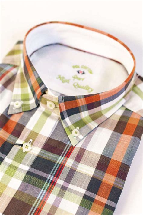 CAMISA CUADROS NARANJA Y VERDE