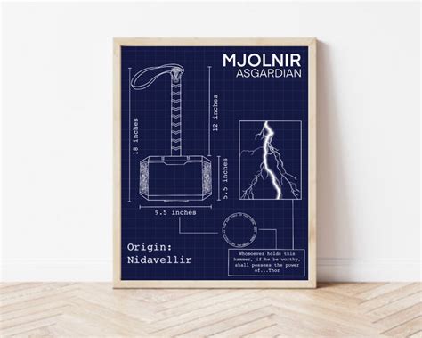 Thors Mjolnir Blueprint Print - Etsy