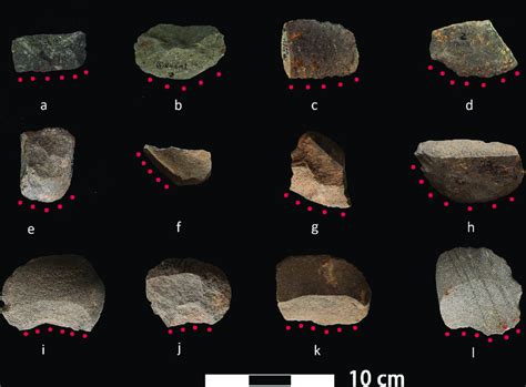 A selection of stone flakes analyzed in this study. (a)-(h) Flakes from ...