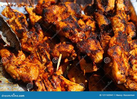 Grilled Chicken Kebab in a Pan Stock Image - Image of food, fast: 121165941