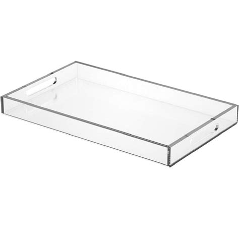 NIUBEE Decorative Tray for Coffee Table, Rectangular Clear Serving Tray ...
