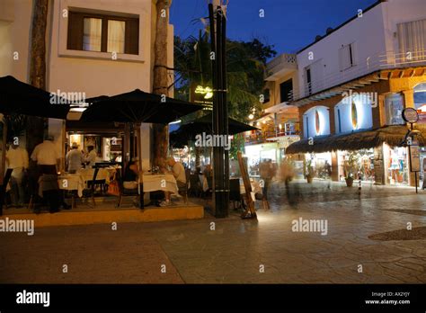 Restaurant on 5th Avenue at Night Playa del Carmen Riviera Maya Yucatan Peninsula Quintana Roo ...