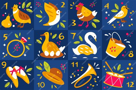 Premium Vector | Flat 12 days of christmas illustration