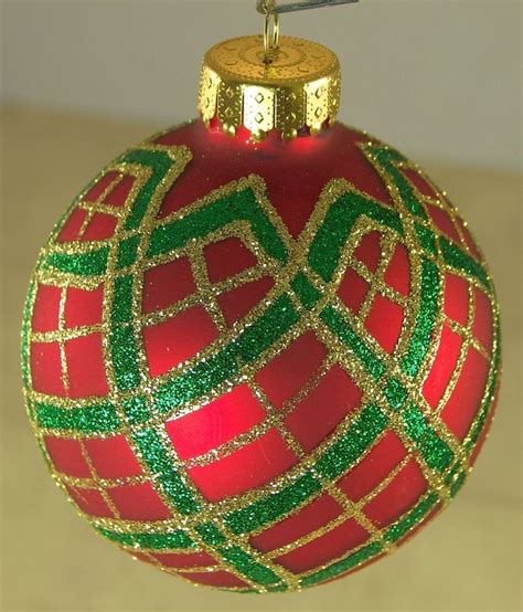 Red Green Gold Plaid Christmas Ornament marked UT Glass 2.5" Holiday Tree | Christmas ornaments ...