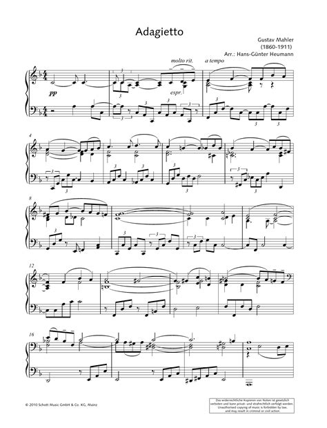 Adagietto (from Symphony No. 5, 4th Movement) by Gustav Mahler Sheet ...