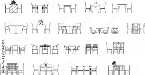 set of silhouettes vector sketch illustration of black and white dining ...