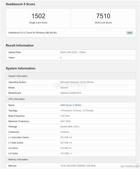 AMD Ryzen 5 5600G Benchmark, Test and specs