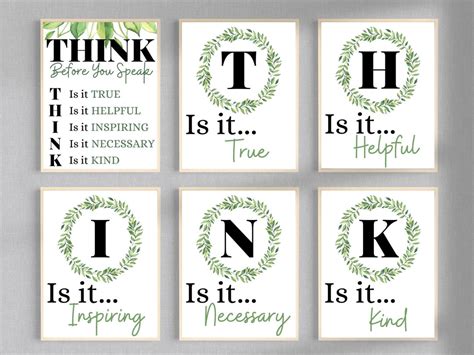 THINK Before You Speak Poster Set Botanical Classroom Decor - Etsy