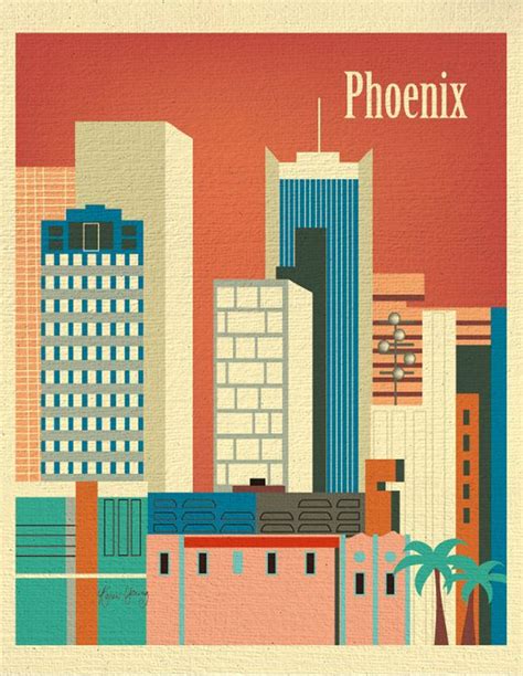 Phoenix Print, Arizona Art Print, Phoenix Skyline, Phoenix Retro Poster, Phoenix Office Wall Art ...