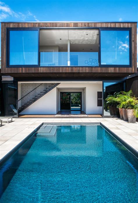 Swimming Pool, Terrace, Large Windows, Modern House in Auckland, New ...