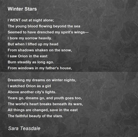 Winter Stars - Winter Stars Poem by Sara Teasdale