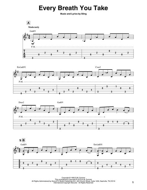 Every Breath You Take (Solo Guitar) - Print Sheet Music Now