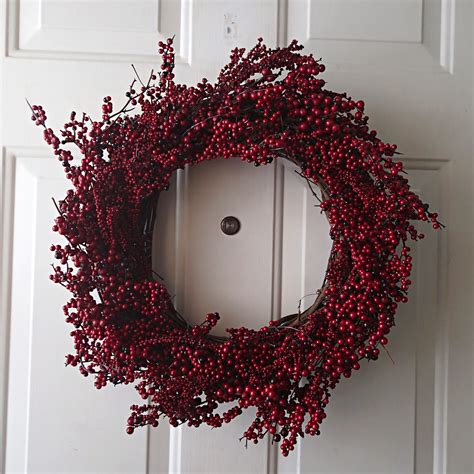 DIY Red Berry Wreath - TwoFeetFirst