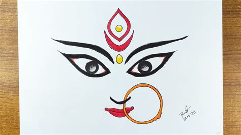 Devi Durga Face Drawing || Step by step durga thakur easy drawing || maa kali drawing tutorial ...