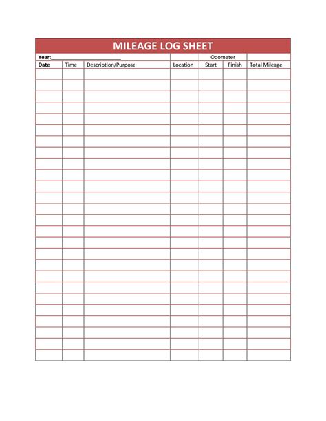 Best Templates: Free Mileage Log Template for Taxes, Track Business ...