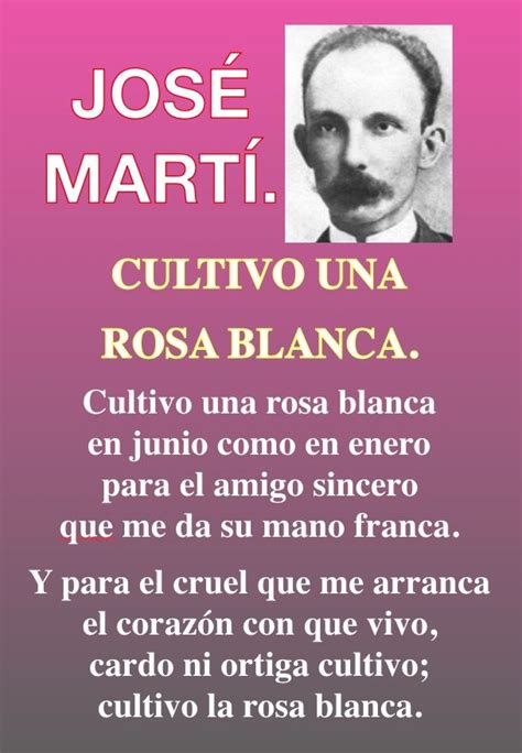 ROSA BLANCA - JOSÉ MARTÍ - POETA CUBANO. | Poemas, Poemas de la vida ...