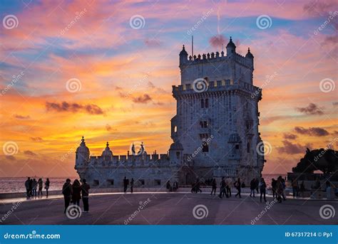 Tower of Belem (Torre De Belem) at Sunset Editorial Stock Image - Image of building, burn: 67317214