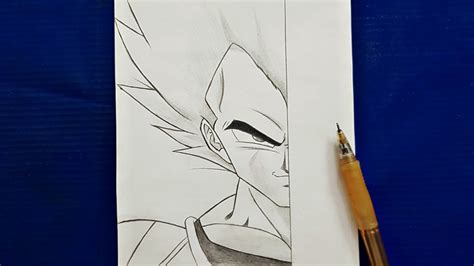 how to draw Vegeta (dragon ball) | Vegeta half face step by step | easy ...