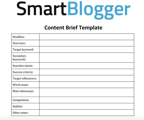 Seo Content Brief Template