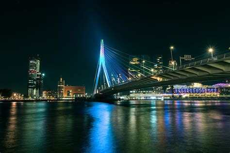 Erasmus bridge by Night, Rotterdam Photograph by Rens Knoben - Pixels