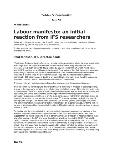 The Labour Party's manifesto 2019 - The Labour Party’s manifesto 2019 ...