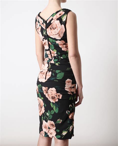 Dolce & gabbana Ruched Floral Print Dress in Floral | Lyst