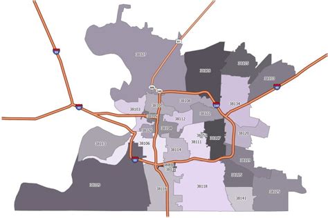 Memphis Zip Code Map - GIS Geography