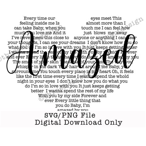 Amazed Lonestar Song Lyrics Heart Shape SVG/PNG Sublimation | Etsy