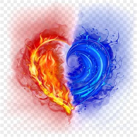 Fire And Water Heart Shape Transparent Background | Citypng