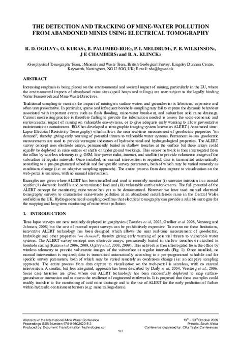 (PDF) THE DETECTION AND TRACKING OF MINE-WATER POLLUTION FROM ABANDONED ...