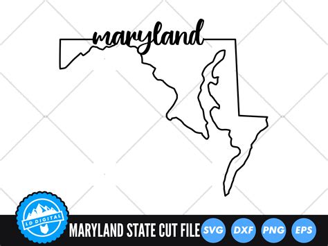 Maryland Outline with Text SVG | USA SVG Graphic by lddigital ...