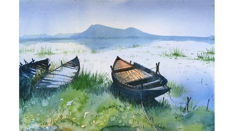 Watercolor landscape painting of boats | Painting demonstration | Prashant Sarkar. - YouTube