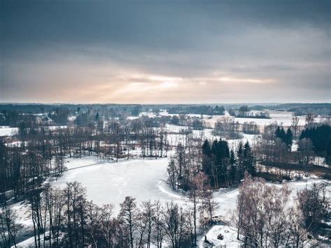 Drone Aerial View of Frozen Kirkilai Lakes Stock Photo - Image of environment, snow: 170595856