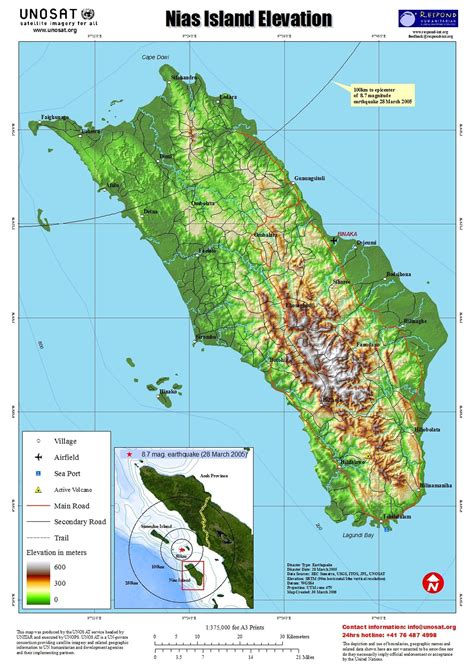 Pulau Nias - Island Elevation and Earthquake Map | Pulau