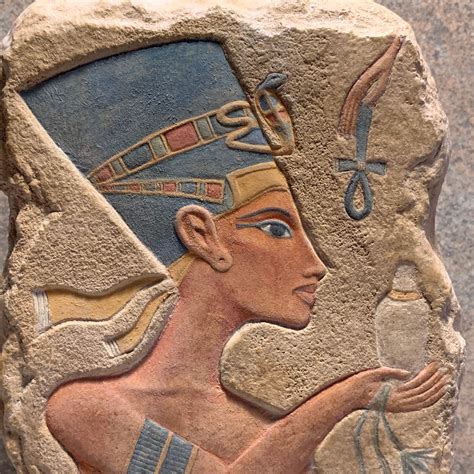 Egyptian art - Nefertiti Amarna period relief sculpture replica. 18th dynasty