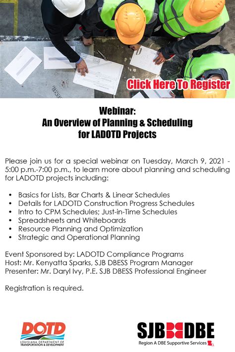 Webinar: Planning & Scheduling for LADOTD Projects