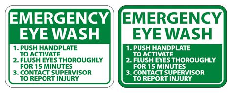 Emergency Eye Wash Instructions Sign Isolate On White Background,Vector ...