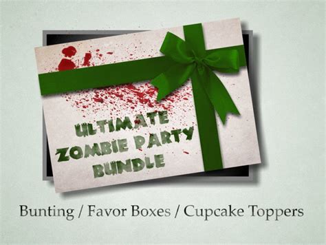 Zombie Downloadable Party Bundle With Bunting, Favor Box and Cupcake ...