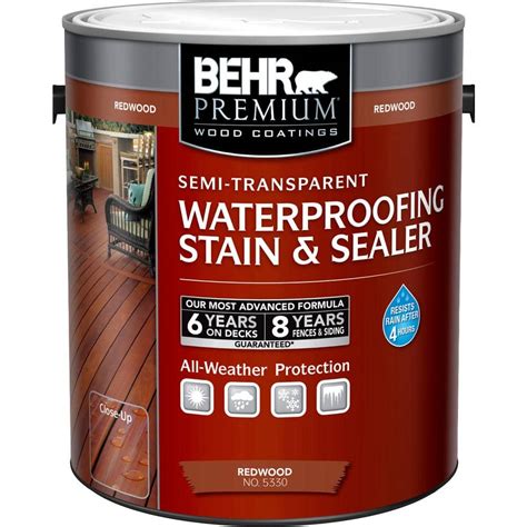 BEHR Premium 1 gal. Redwood Semi-Transparent Waterproofing Stain & Sealer-533001 - The Home Depot