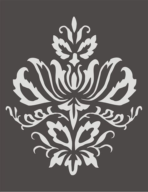 Wall Stencil Damask Design 3.2, flourish, wallpaper,floral, border ...