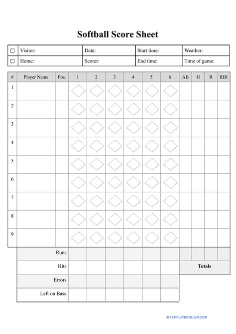 Softball Score Sheet Template Download Printable PDF | Templateroller