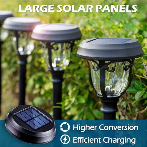 LeiDrail 8 Pack 2 Modes Super Bright Metal Glass Solar Path Light Wate | LeiDrail SolarLights