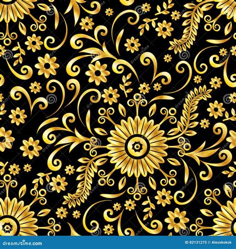 Golden Floral Seamless Background Stock Vector - Illustration of ...