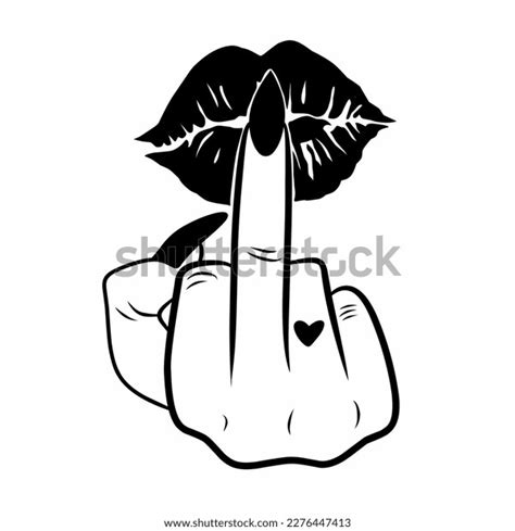 Middle Finger Female Hand Women Lips Stock Vector (Royalty Free ...