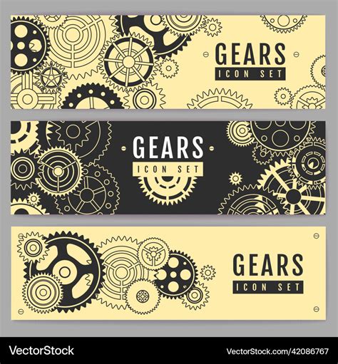 Set of banners with different gears Royalty Free Vector