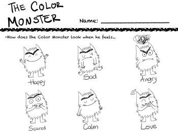 The Color Monster Worksheets by Beatriz Crespo | TPT