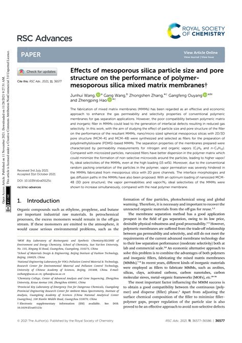 (PDF) Effects of mesoporous silica particle size and pore structure on the performance of ...