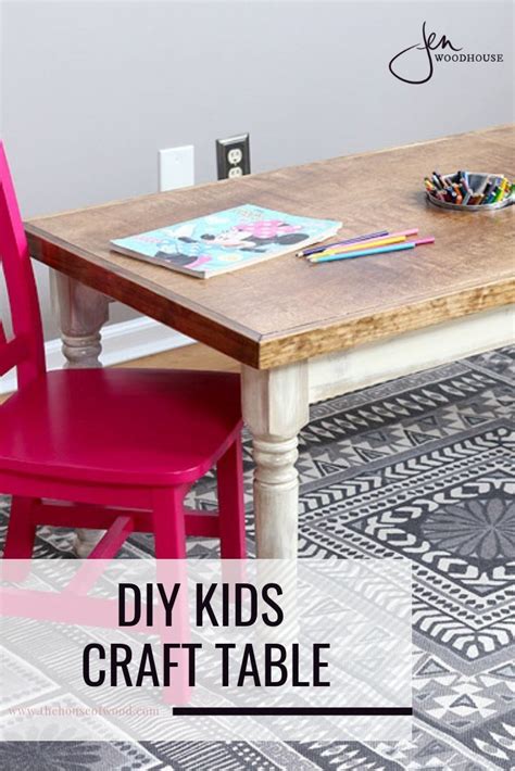 This farmhouse style DIY kids craft table is functional and adorable. You can download the plans ...