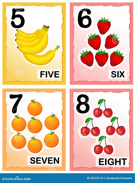 Numbers stock vector. Illustration of cute, cards, cherries - 36374714