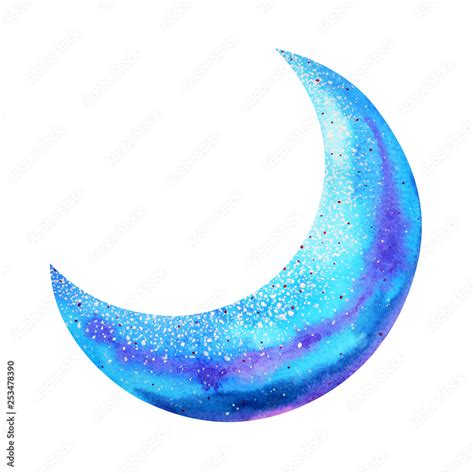 blue moon watercolor painting hand drawing illustration design Stock ...